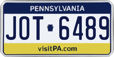 PA license plate JOT6489