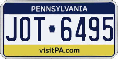 PA license plate JOT6495