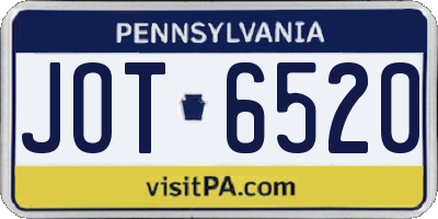 PA license plate JOT6520
