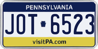 PA license plate JOT6523