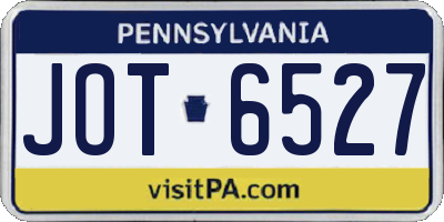 PA license plate JOT6527