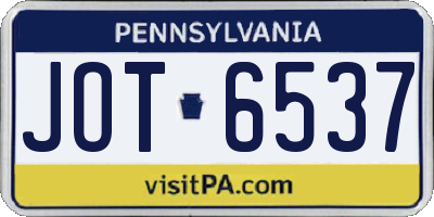 PA license plate JOT6537