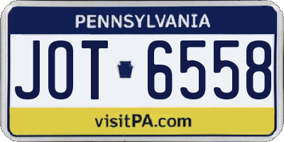 PA license plate JOT6558