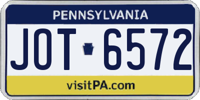PA license plate JOT6572