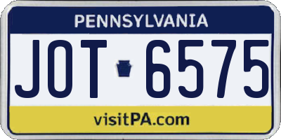 PA license plate JOT6575
