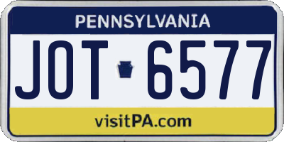PA license plate JOT6577