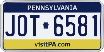 PA license plate JOT6581