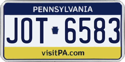 PA license plate JOT6583