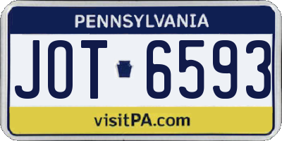 PA license plate JOT6593