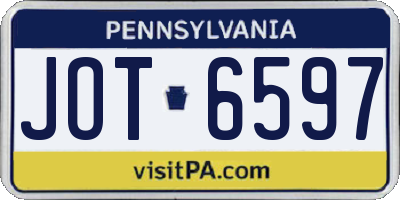 PA license plate JOT6597