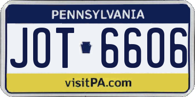 PA license plate JOT6606