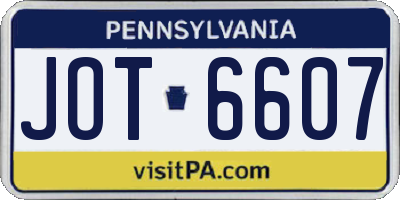 PA license plate JOT6607