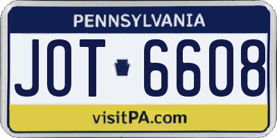 PA license plate JOT6608