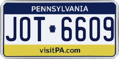 PA license plate JOT6609