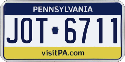 PA license plate JOT6711