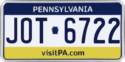 PA license plate JOT6722