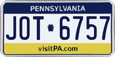 PA license plate JOT6757