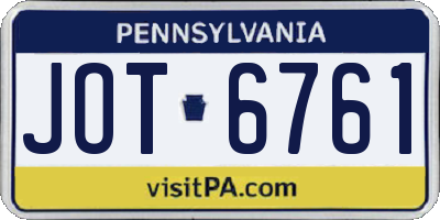 PA license plate JOT6761