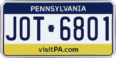 PA license plate JOT6801