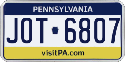 PA license plate JOT6807