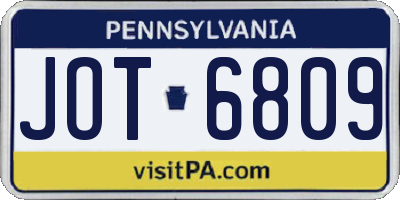 PA license plate JOT6809