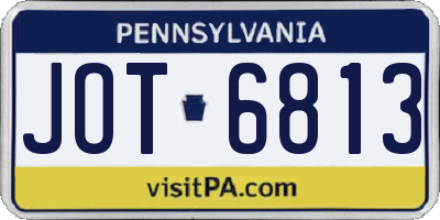 PA license plate JOT6813