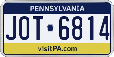 PA license plate JOT6814