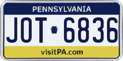 PA license plate JOT6836