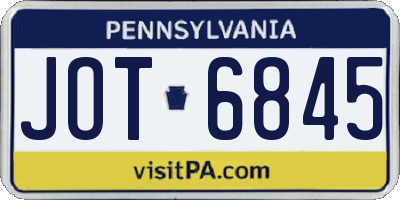 PA license plate JOT6845