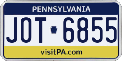 PA license plate JOT6855