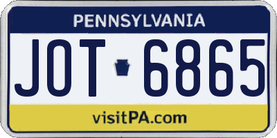 PA license plate JOT6865