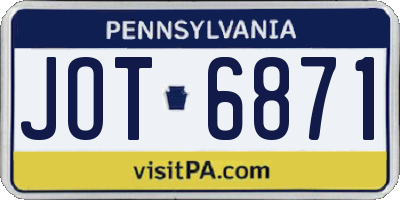 PA license plate JOT6871