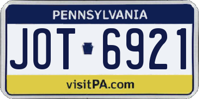PA license plate JOT6921