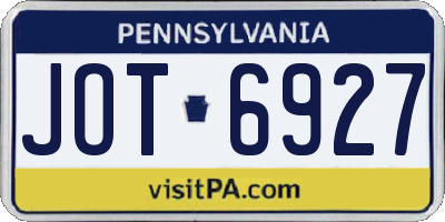PA license plate JOT6927