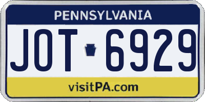 PA license plate JOT6929