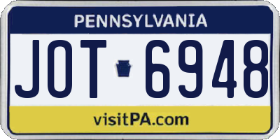 PA license plate JOT6948