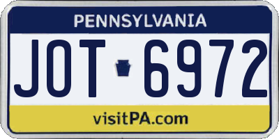 PA license plate JOT6972