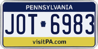PA license plate JOT6983