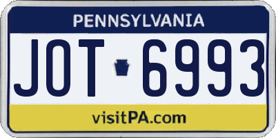 PA license plate JOT6993