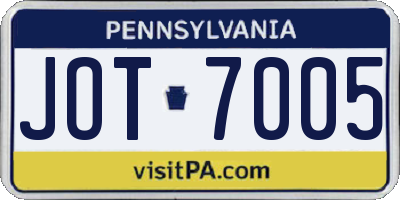 PA license plate JOT7005