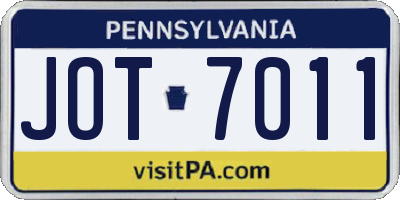 PA license plate JOT7011
