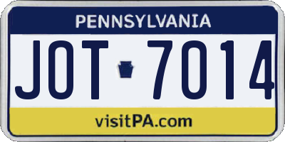 PA license plate JOT7014