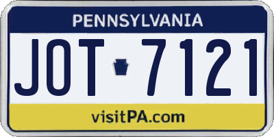 PA license plate JOT7121