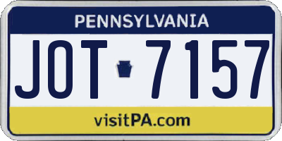 PA license plate JOT7157