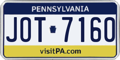 PA license plate JOT7160