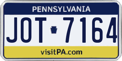 PA license plate JOT7164