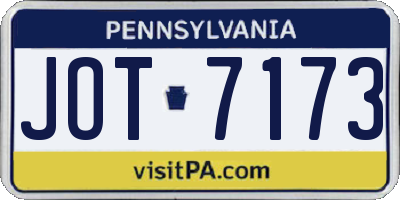 PA license plate JOT7173