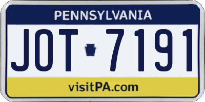 PA license plate JOT7191