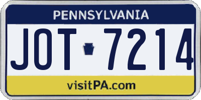 PA license plate JOT7214