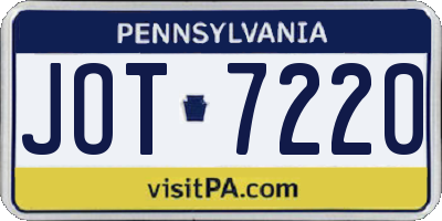 PA license plate JOT7220
